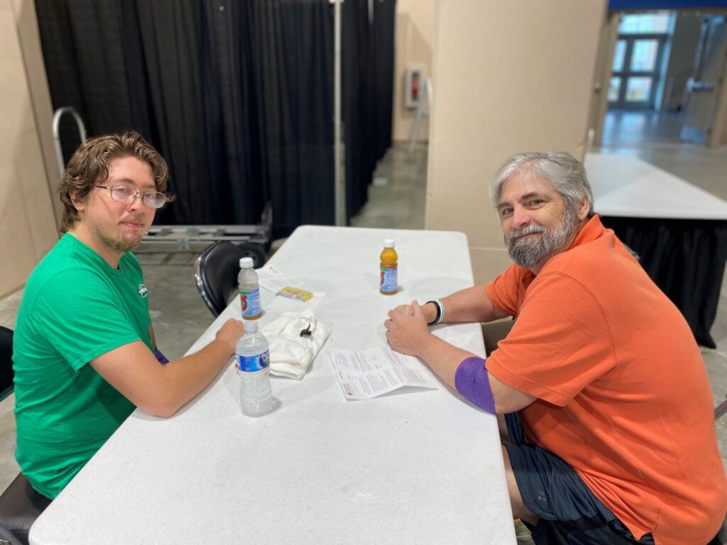 Blood donors Andrew and Robert Jenkins
